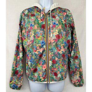 K-Way Seven Small Reversible Floral Hooded Jacket With Zipper & Drawstrings Rare